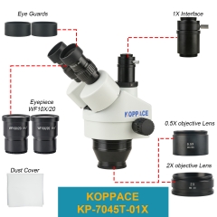 KOPPACE 3.5X-90X Triocular Stereo Microscope Lens 0.7X-4.5X Continuous Zoom Objective lens