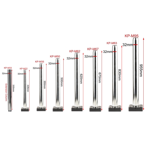 KOPPACE Optical microscope platform stand,with a length of 228mm-955mm,a diameter of 32mm,and screw holes M6