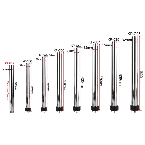 KOPPACE Stereo Microscope Column,with a length of 250mm-955mm,a diameter of 32mm,and screw hole M4