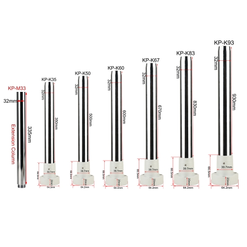 KOPPACE Stereo Microscope Column,with a length of 350mm-930mm,a diameter of 32mm,and screw hole M5