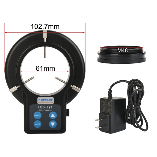 KOPPACE 61mm Installation Interface Microscope Adjustable Ring Light LED Light Source 72 Lamp Beads