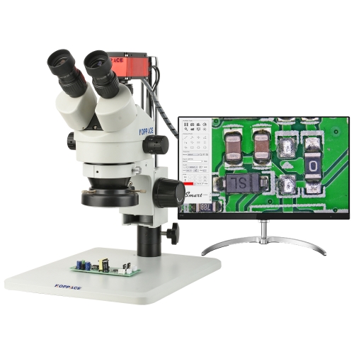 KOPPACE 27X-174X Trinocular Stereo Measurement Microscope 4K HD Camera can be Connected to a Computer for Measurement and Photography