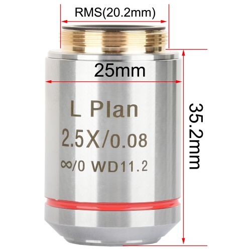 KOPPACE PL2.5X/WD11.2 Infinity Long Working Distance Flat Field Achromatic Metallographic Objective Installation interface 20.2mm