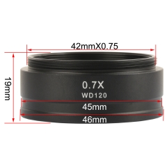 KOPPACE 0.7X Microscope Auxiliary Objective 120mm Working Distance Connection Size 42mm