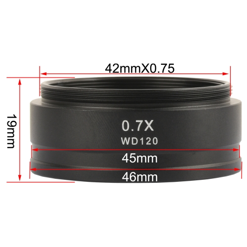 KOPPACE 0.7X Microscope Auxiliary Objective 120mm Working Distance Connection Size 42mm