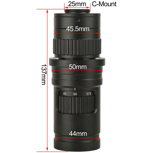 KOPPACE 25X-182X HD Microscope Lens 0.7X-5X Continuous Zoom Lens 0.4X Eyepiece C-Mount