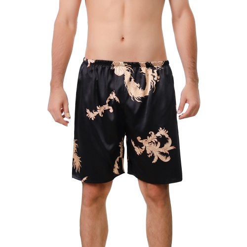 Men's Satin Boxers Underwear Shorts Silk Dragon Luxury Loungewear Pajama Pants