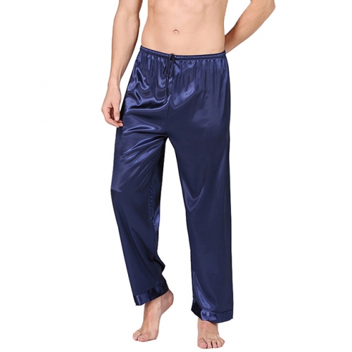 Men's Satin Pajama Pants Sleep Soft Long Classic Pajama Bottoms Solid Lounging Pants