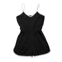 Women's Jumpsuit V Neck Romper Short Cotton Cami Summer Casual Plain Spaghetti Strap