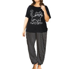Women's Plus Size Pajamas Set Cute Loungewear Short Sleeve Sleepwear Soft Pjs