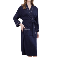 Women's Waffle Robe Bath Knee Length Bathrobe Kimono Spa Solid
