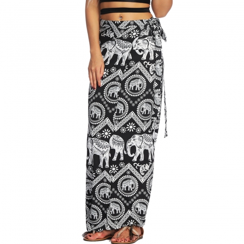 Women's Wrap Skirt Long Cover Up Floral Side Slit Beach Flowy Boho