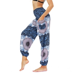 Women's High Waisted Pants Yoga Long Bohemian Harem Boho Hippie Jogger Casual Pocket