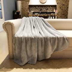 Pretty zigzag twill woven sofa melange flannel fleece Reversible throw blanket