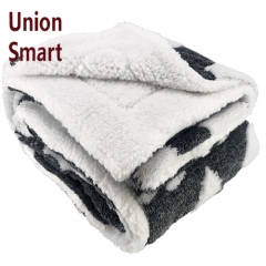 100% polyester super soft melange jacquard flannel fleece sherpa blanket
