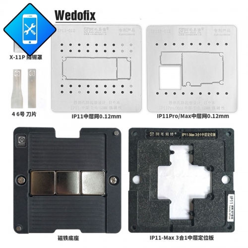 Amaoe iPhone 11 pro/pro max BGA Reballing Stencil iPhone 11 Logic Board Stencils with Base and Positioning Mould