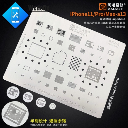 Amaoe 0.12mm Phone BGA Reballing Stencil BGA Reballing Template for iPhone 11 11Pro 11ProMax