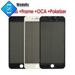 4 in 1 Phone Front Glass with 250um OCA + Original Polarizer Film + Frame for iPhone 6 7 8