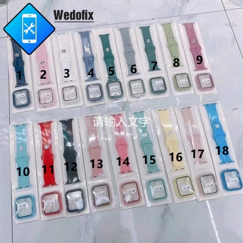 Apple Watch Bands with Portector Case Silicone iWatch Bands with Portective Film for iWatch S1 S2 S3 S4 S5