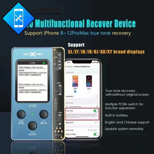 R100 Multi-functional Phone LCD Screen True Tone Recovery Tool Built-in Battery for iPhone 8 X 11 12promax LCD Screen Refurbished