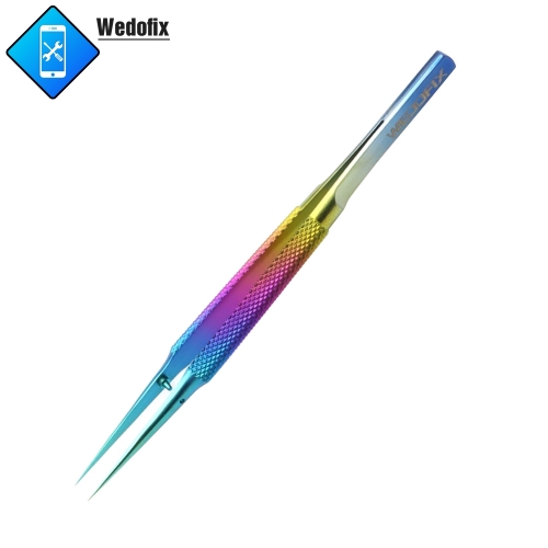 WEDOFIX High Precision Titanium Alloy Tweezers Hand-maded Titanium Tweezers for Microsoldering 5.5''-Rainbow