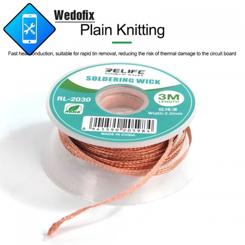 Relife RL-2030 Soldering Wick 2.0mm*3M Soldering Tape for Mobile Phone Logic Board Repair