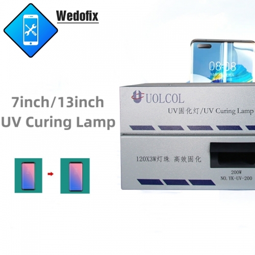 YMJ 13inch 200W 120LED UV Curing Lamp with Anti-foam Wrinkle-free Function Fast Curing Lamp for Screen Refurbish Repair 