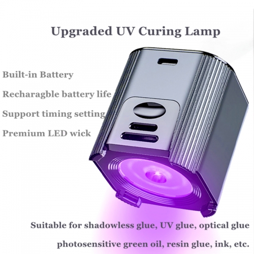  Smart UV Curing Lamp with Rechargable Battery Type-C Socket UV Glue Green Oil Solder Helper for LCD Screen Refurb PCB Repair 