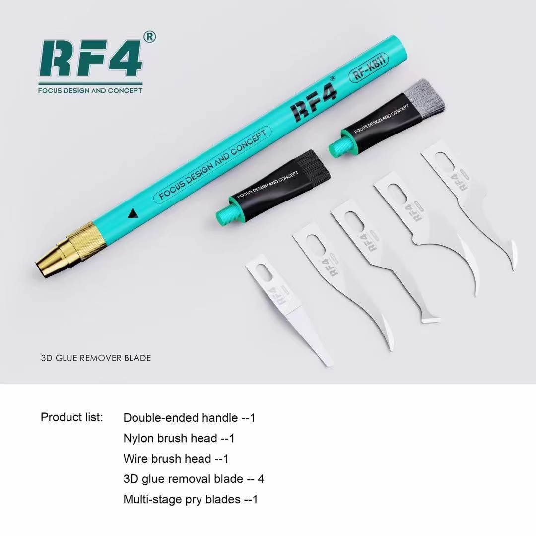 RF4 3D Blade with Cleaning Brush for CPU NAND IC Removal RF-KB11 Multi-functional Layered Knife with Replacable Brushes