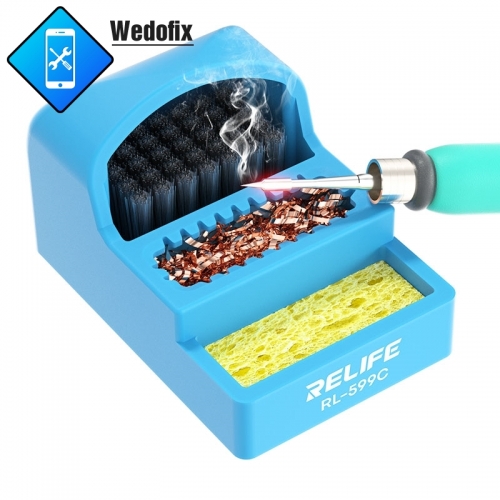 Relife Mini 3 in 1 Solder Iron Refresher with Cooper Wire Steel Brush Sponge Soldering Tip Cleaner Tool