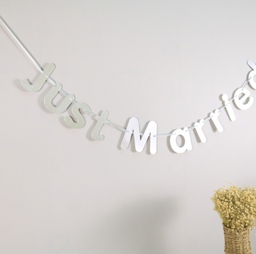 Wedding /Marriage/ Wedding Silver Letters Banner and Flag