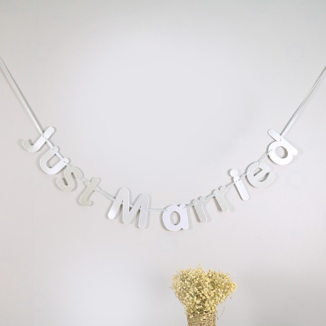 Wedding /Marriage/ Wedding Silver Letters Banner and Flag