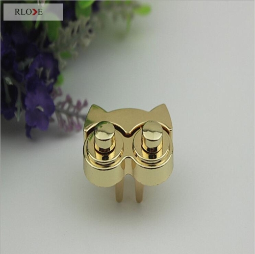 Owl shape light gold handbag decorative push lock RL-BLK083