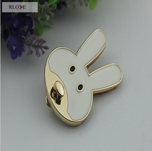Rabbit Shape Light Gold Metal Handbag Turn Lock RL-BLK090