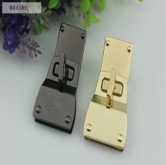 Superb quality gunmetal and gold irregular shape rectangle handbag twist lock RL-BLK146