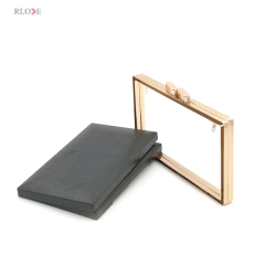 Factory Handmade Customized Light Gold Double Head Lock Clutch Plastic Box Metal Frame For Bag Accessories