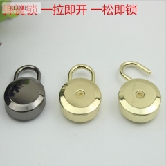 Custom bag accessory metal gold color spring padlock RL-BLK114(Large)
