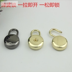Easy open zinc alloy bag gold spring padlock RL-BLK102(Small)