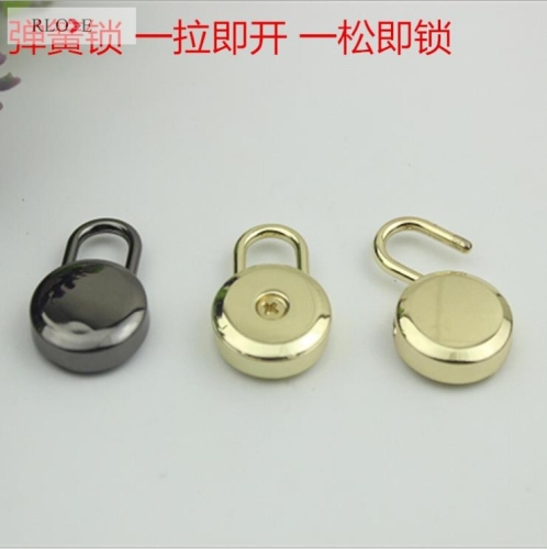 Easy open zinc alloy bag gold spring padlock RL-BLK102(Small)