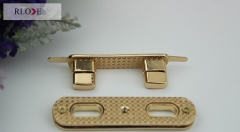 Hot arrival fashion light gold double handbag metal turn lock RL-BLK153