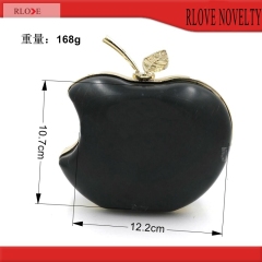 Handmade apple shape clutch bag box and metal frame H-033