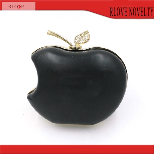 Handmade apple shape clutch bag box and metal frame H-033