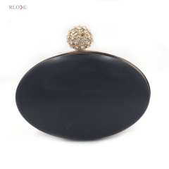 Oval shape flower ball head purse box metal frame with diamond decorative L-024