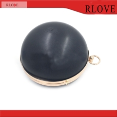 Round shape metal box purse frame with plastic shell L-042