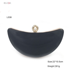 Unique design moon shape evening bag box metal frame L-038