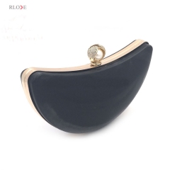 Unique design moon shape evening bag box metal frame L-038