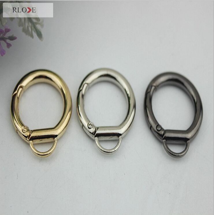 Round Carabiner Metal Spring Key Ring, Plated Spring Snap Hooks