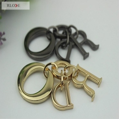 Fashion handbag metal logo gold metal letter hanging charms RL-LCP03