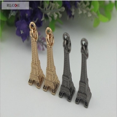 High Quality Custom Handbag Die Cut Metal Hang Logo Tag with Eiffel Tower RL-LCP013