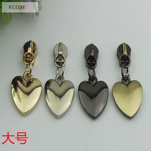 Handbag fittings cute heart shape copper teeth metal slider puller RL-ZP008(Large)